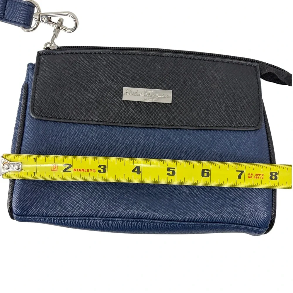 Salvatore Ferragamo Parfums Travel Toiletry Cosmetic Bag Navy Black Wristlet